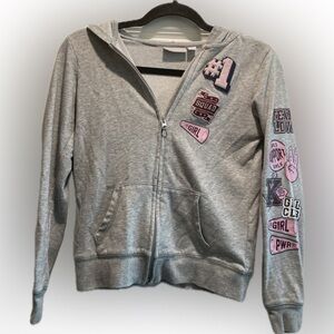 Girls gray children place size L-10/12 zip up hoodie sweater